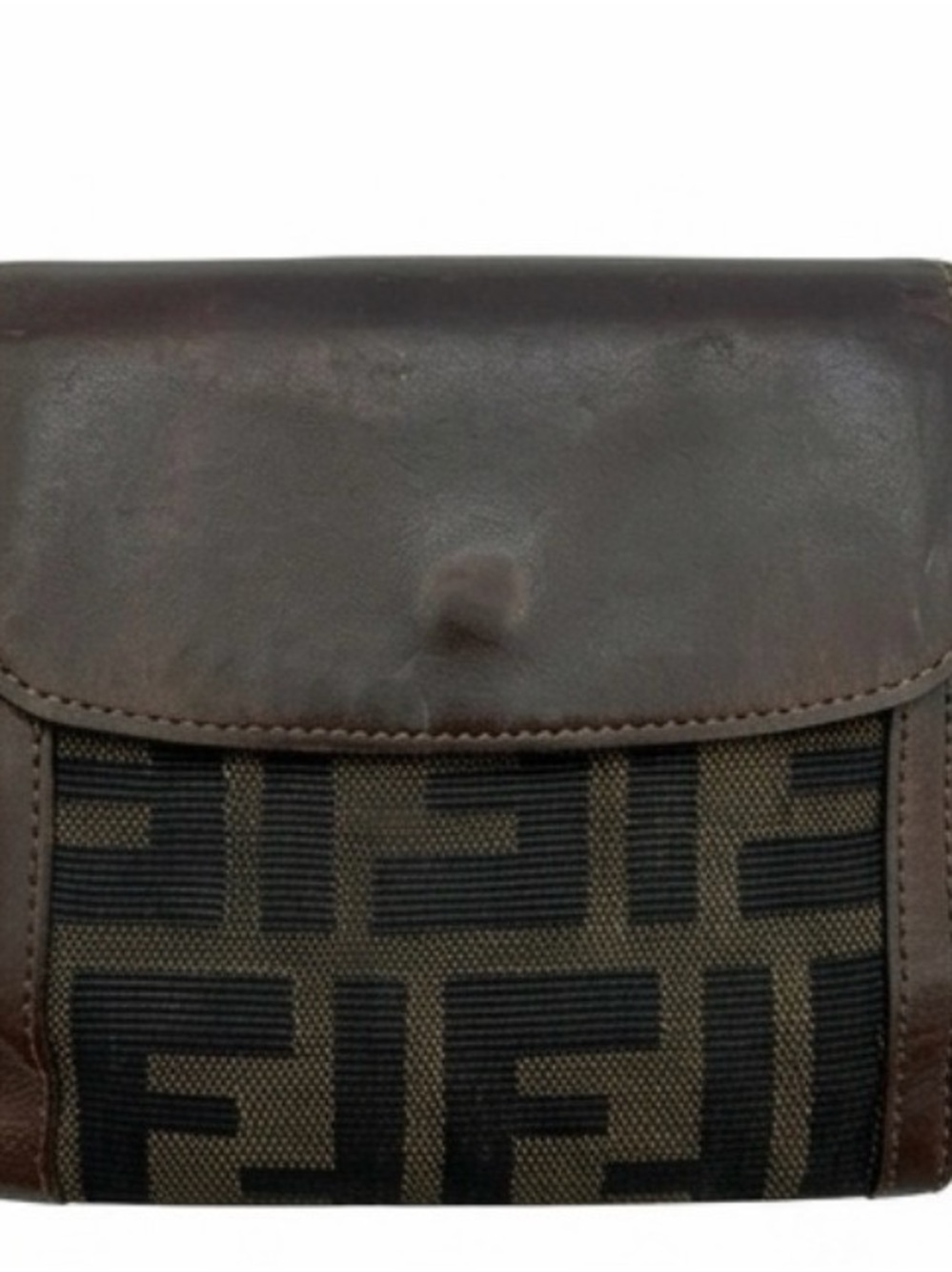 Vintage Fendi FF Zucca Canvas and Leather Compact Trifold Wallet